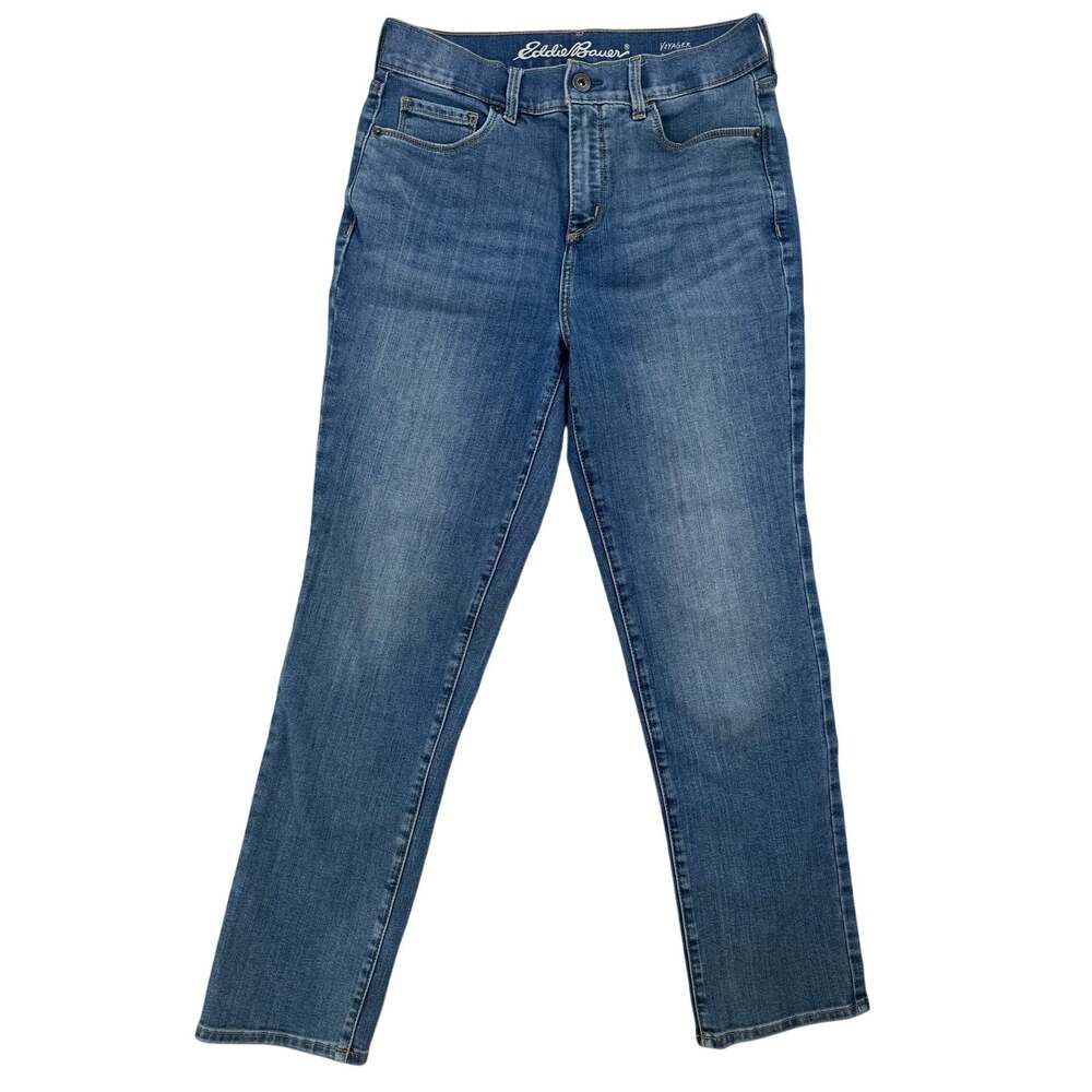 Eddie Bauer Voyager high rise straight leg blue jeans size P6